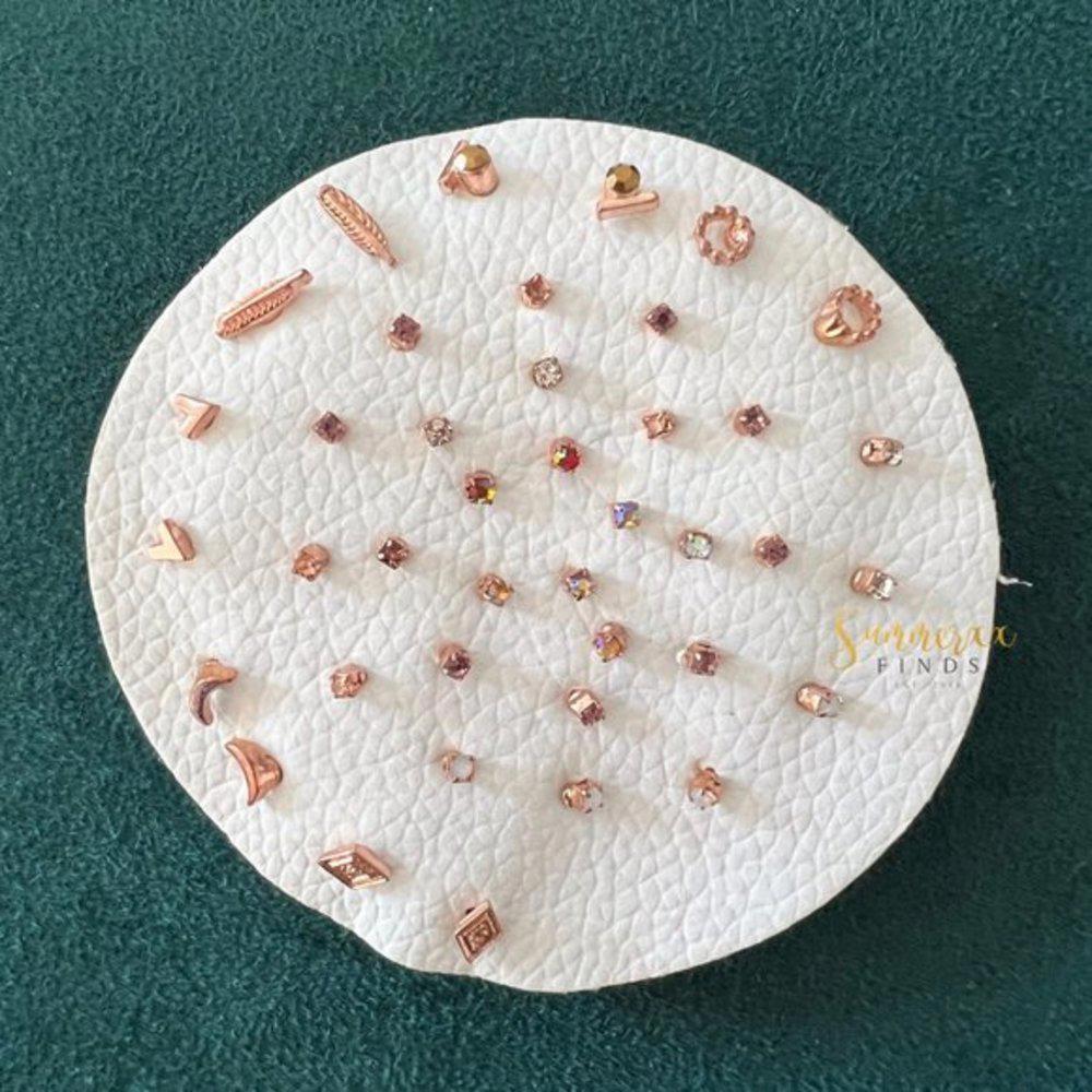 Free People Teeny Tiny Mega Stud Earring Set Rose Gold [065]